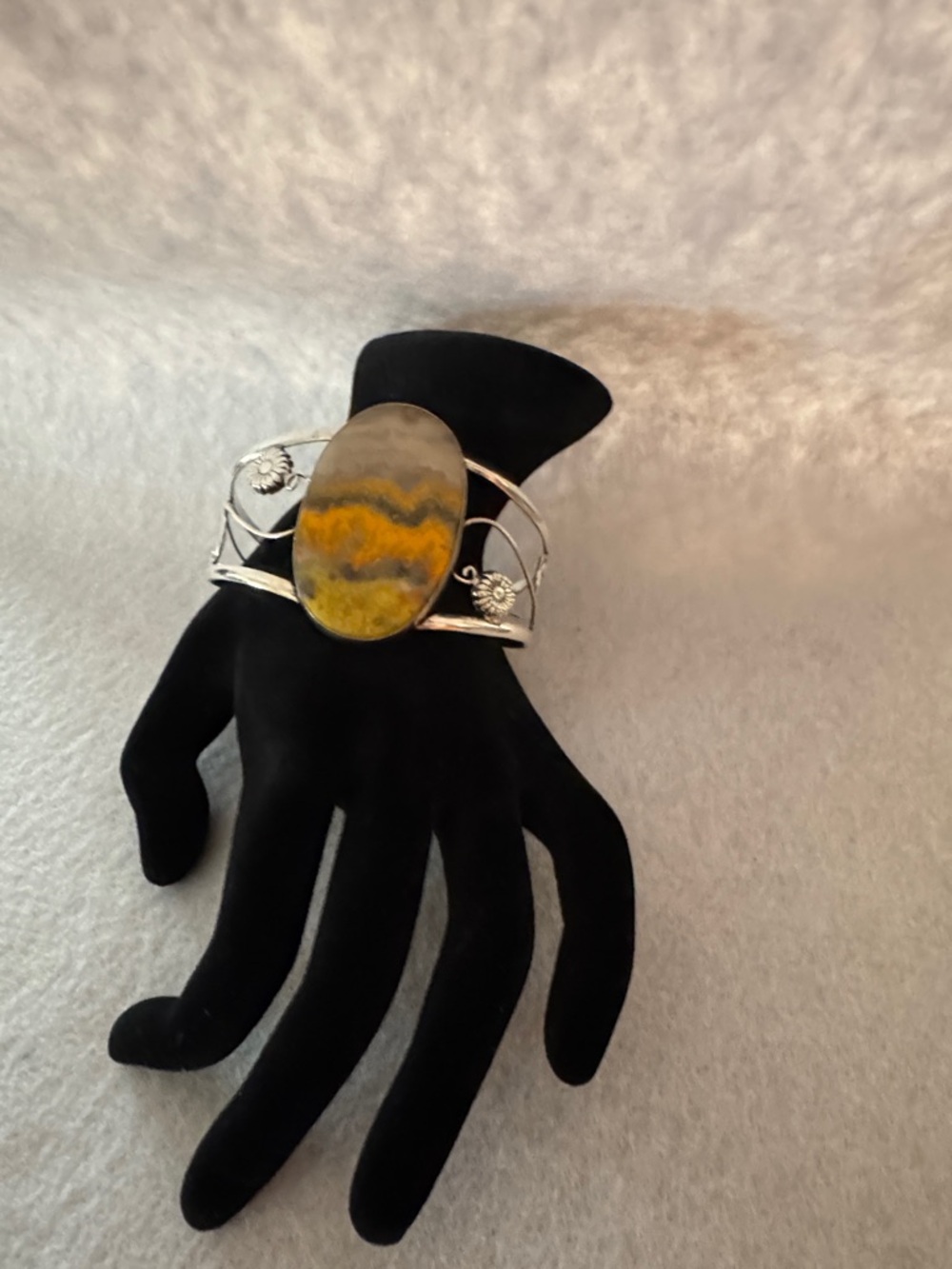 Sterling Silver Bumblebee Jasper Statement Cuff Bracelet